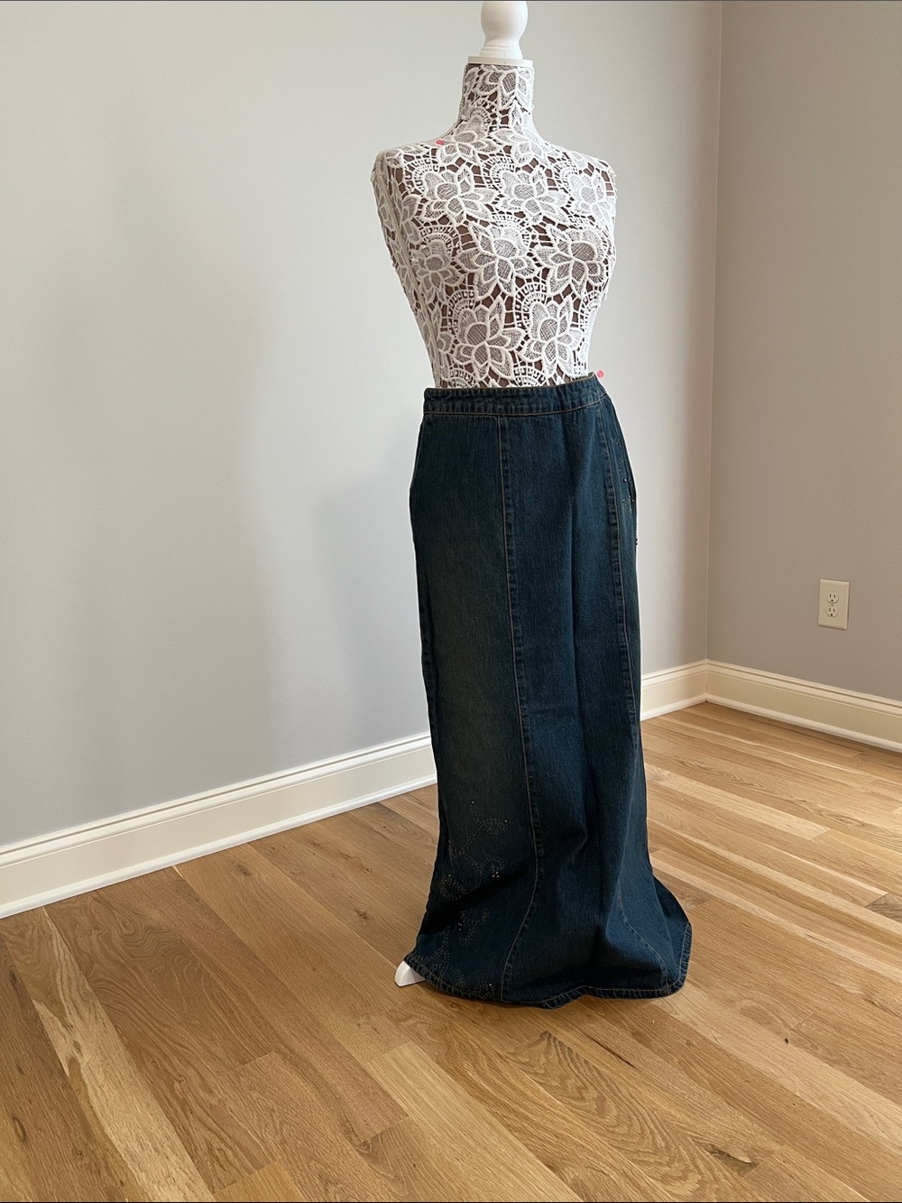Willi Smith Dark Blue Denim Maxi Skirt w/matching Jacket-Blazer